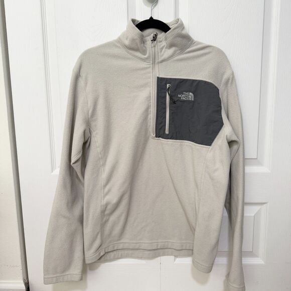Men The North Face Quarter Zip/4 Zip Fleece Pullover in Cream Size Medium - Picture 1 of 7
